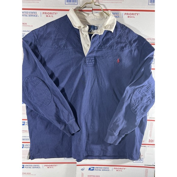 Polo Ralph Lauren Other - Vintage Polo Ralph Lauren Shirt Mens 2XLT Navy Rugby Long Sleeve 90s RARE SIZE